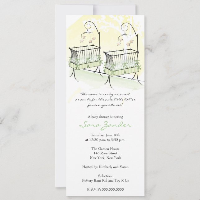 Invitation Baby shower Twins - Bébés (Devant)