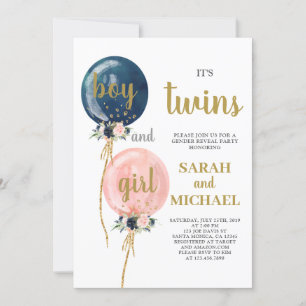 Invitation Baby shower Twins Boy and Girl