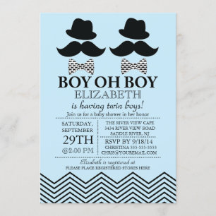 Invitation Baby shower TWINS de Little Man Mustache