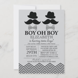 Invitation Baby shower TWINS de Little Man Mustache