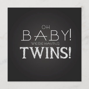 Invitation Baby shower TWINS Gray Chalkboard Moderne Classiqu