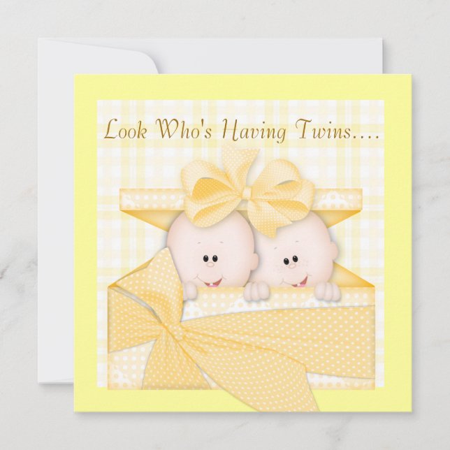 INVITATION BABY SHOWER TWINS NEUTRE (Devant)