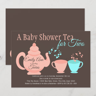 Invitation Baby shower Twins Tea Party