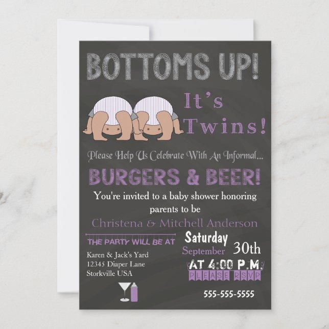 Invitation Baby shower Twins Up (Devant)