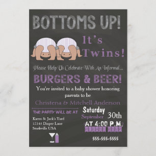 Invitation Baby shower Twins Up
