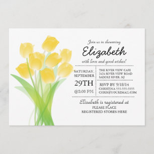 Invitation Baby shower typographique moderne de tulipe jaune