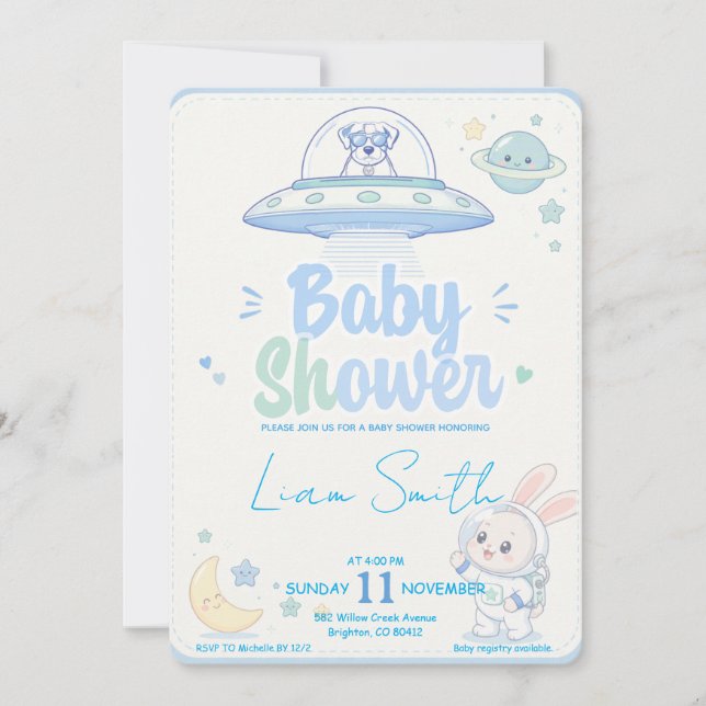 Invitation Baby Shower -UFO Pets- (Devant)