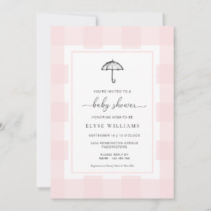 Invitation Baby shower Umbrella Pink En vichy