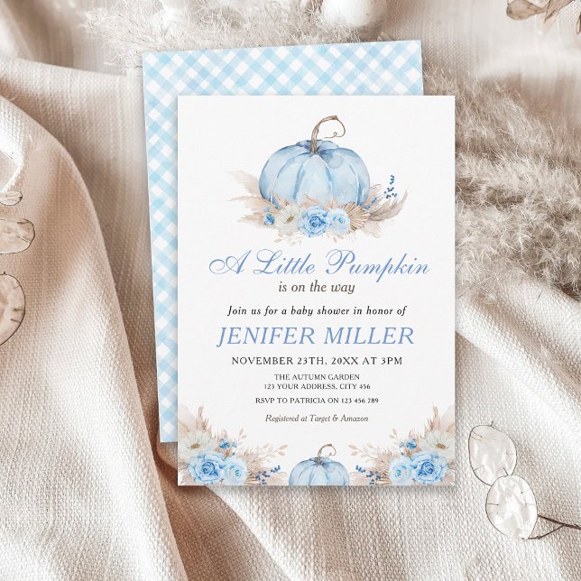 Invitation Baby Shower Un Petit Citrouille Bleu (Créateur téléchargé)