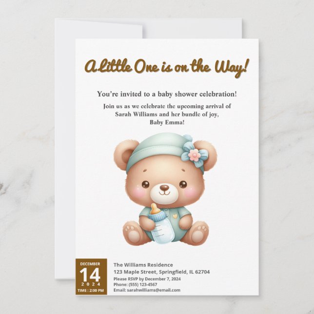 Invitation baby shower : Un petit en chemin ! (Devant)