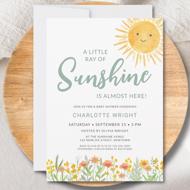 Invitation Baby Shower Un Petit Rayon De Soleil  (Créateur téléchargé)