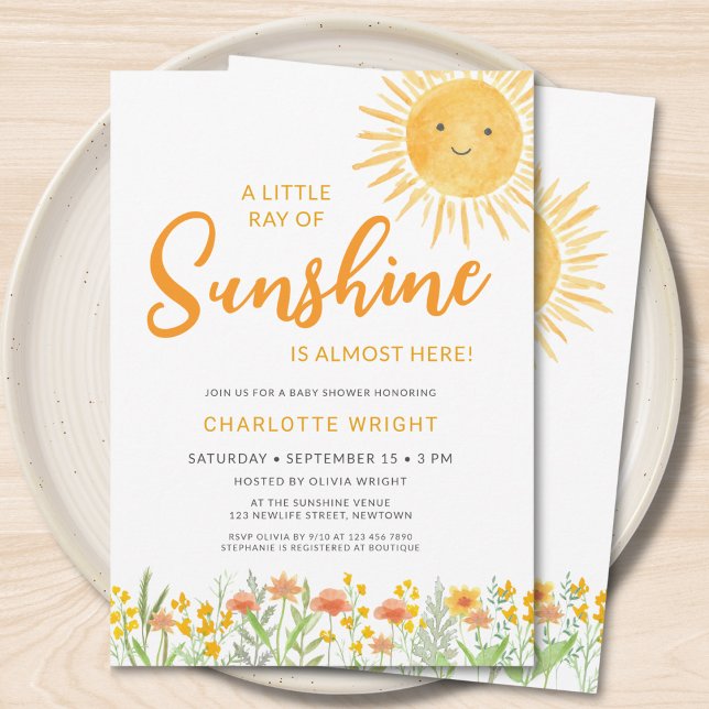 Invitation Baby Shower Un Petit Rayon De Soleil (Créateur téléchargé)