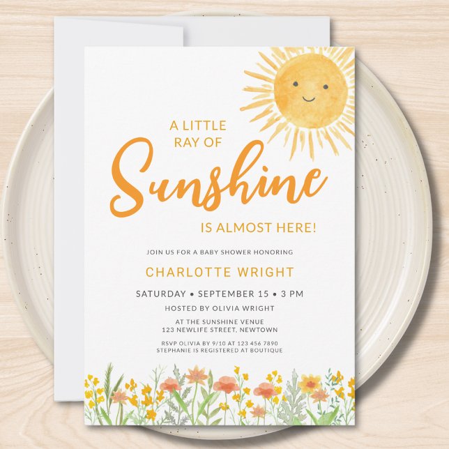 Invitation Baby Shower Un Petit Rayon De Soleil (Créateur téléchargé)