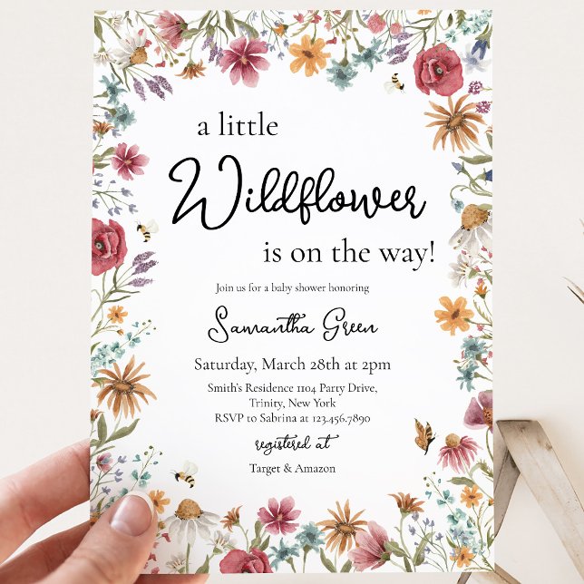 Invitation Baby-Shower "Une Petite Fleur Sauvage" (Créateur téléchargé)