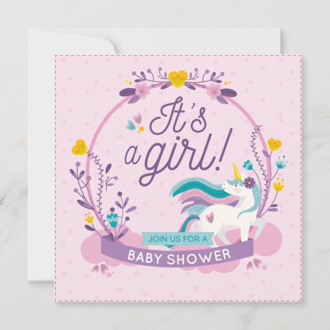Invitation Baby shower Unicorn (Devant)