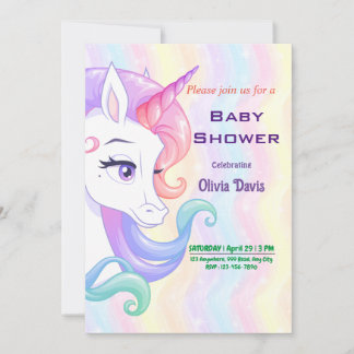 Invitation Baby shower Unicorn modifiable