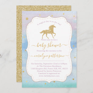 Invitation Baby shower Unicorn Parties scintillant or