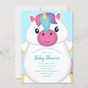 Invitation Baby shower Unicorn Turquoise