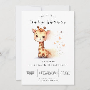 Invitation Baby shower unique personnalisé de girafe