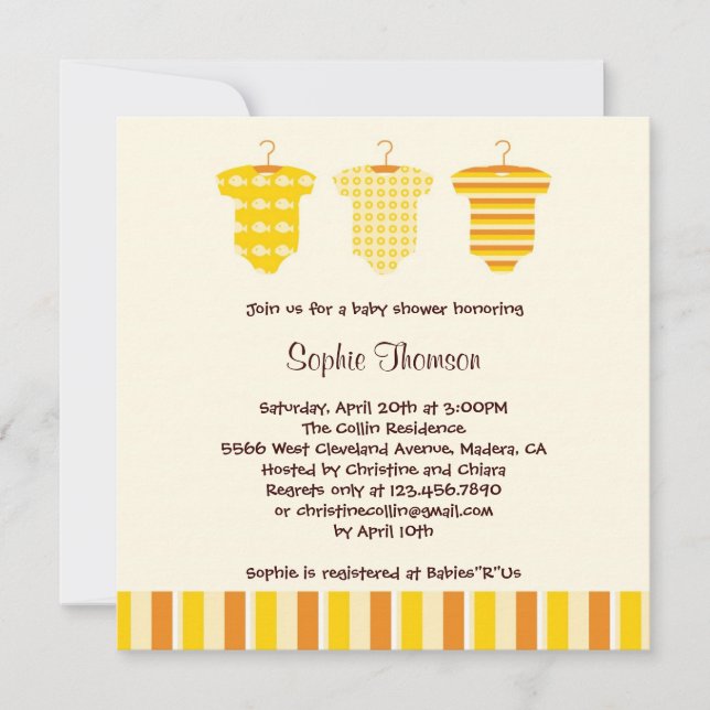 Invitation Baby shower Unisex (Devant)