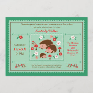 Invitation Baby shower Unisex de la famille Hedgeh