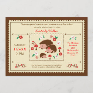 Invitation Baby shower Unisex de la famille Hedgeh