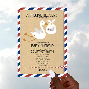 Invitation Baby shower Unisex de livraison spéciale Air Mail