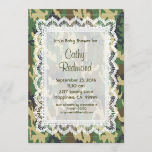 Invitation Baby shower V11 de la dentelle verte NEUTRE GENRE