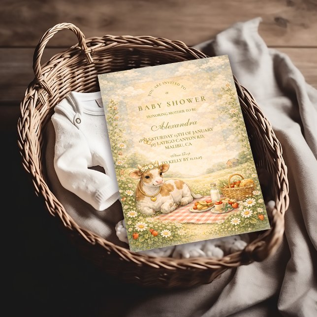 Invitation Baby Shower Vache Highland Rustique (Créateur téléchargé)