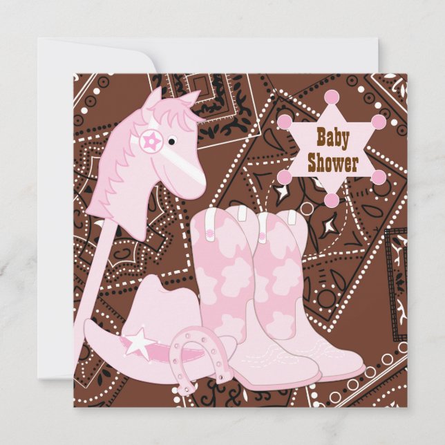 Invitation Baby Shower Vacheresse Rose et Marron (Devant)