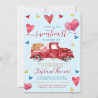 Baby shower Valentin par courrier avec les coeurs