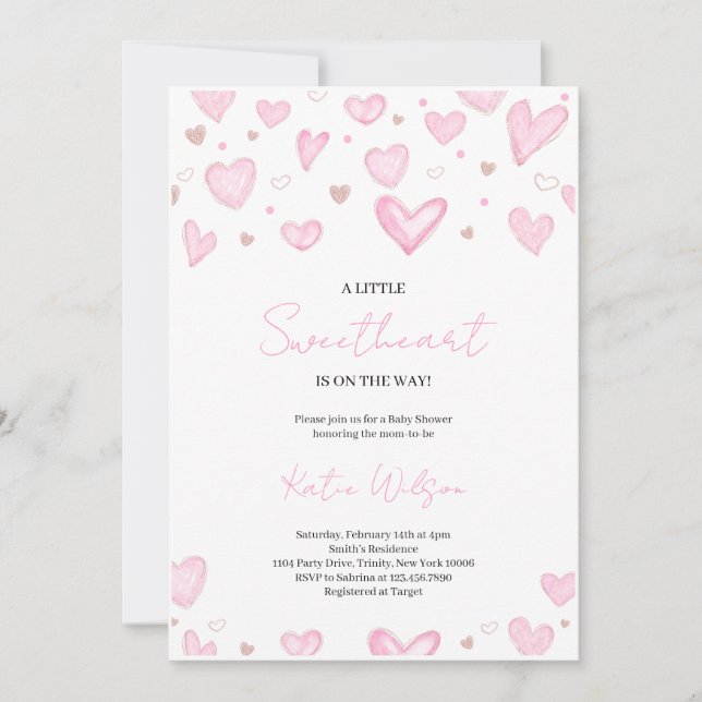 Invitation Baby shower Valentine (Devant)