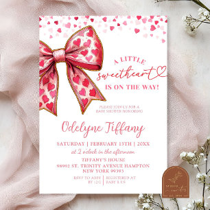 Invitation Baby shower Valentine Pink Bow