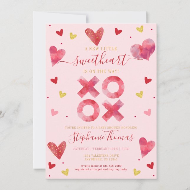 Invitation Baby shower Valentine Sweetheart (Devant)
