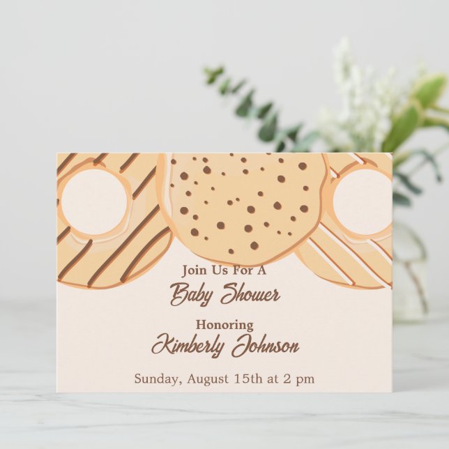 Invitation Baby Shower Vanille Donut Delight (Debout devant)