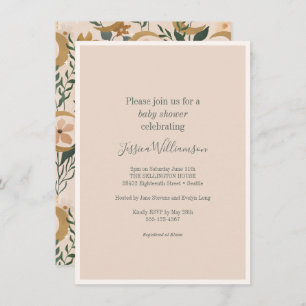 Invitation Baby shower végétal Boho Blush minimaliste