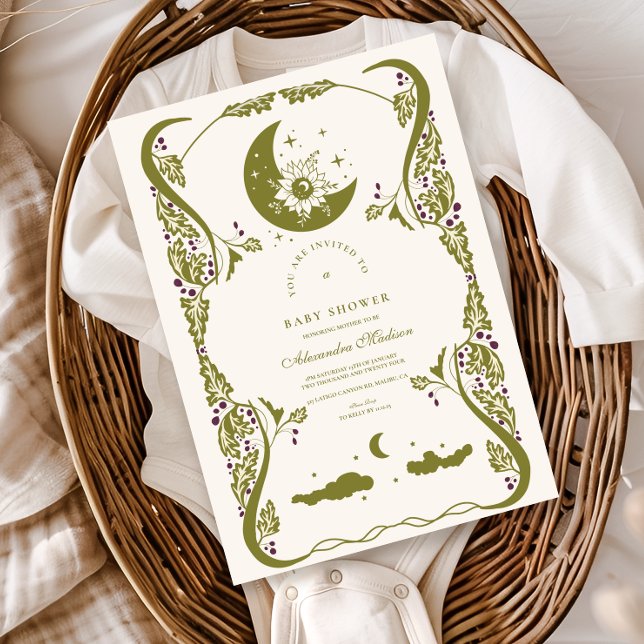 Invitation Baby shower végétal céleste vintage (Créateur téléchargé)