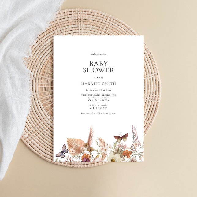 Invitation Baby shower végétal minimaliste Boho (Créateur téléchargé)