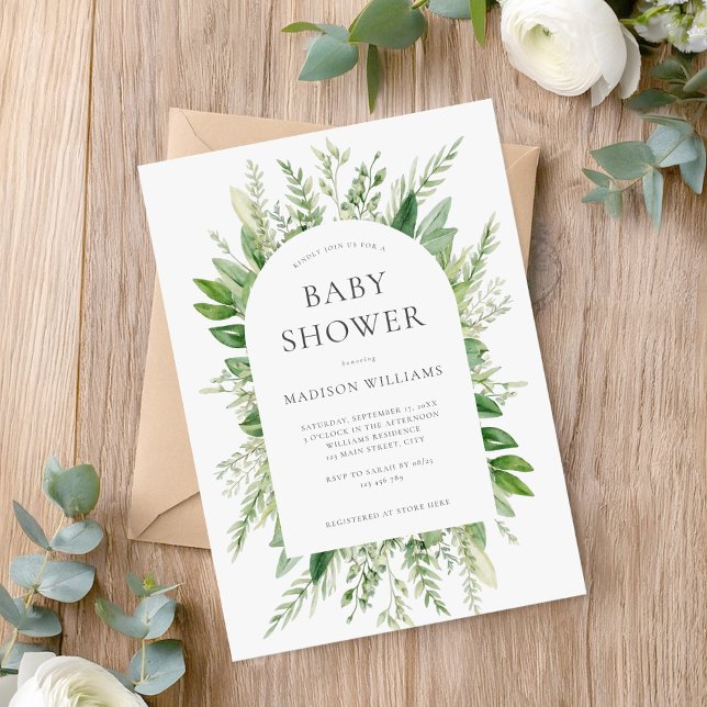 Invitation Baby shower végétal minimaliste Boho (Créateur téléchargé)