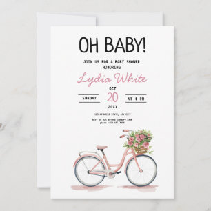 Invitation Baby Shower vélo baby shower floral baby shower