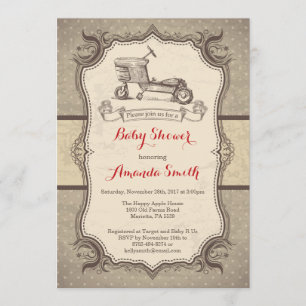 Invitation Baby shower Vélo Vintage Retro