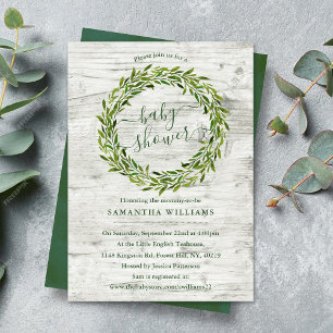 Invitation Baby shower verdoyant branché Laurel Wreath