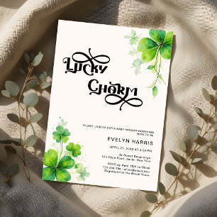 Invitation Baby shower verdoyant moderne Lucky Charm