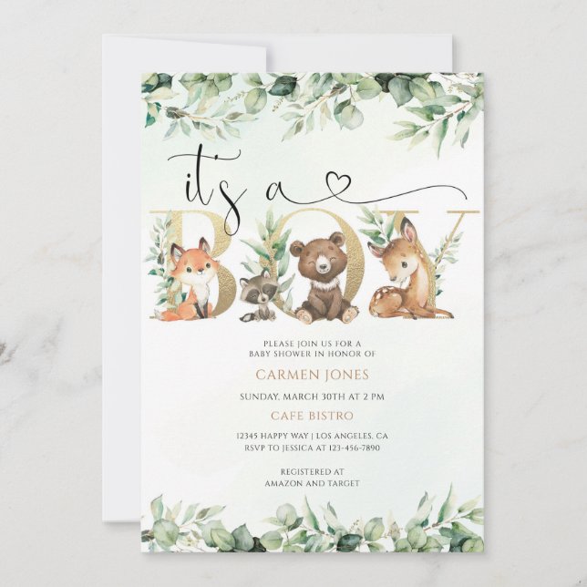 Invitation Baby-Shower Verdure (Devant)
