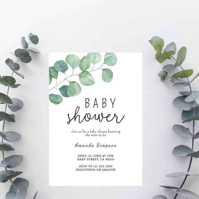 Invitation Baby Shower Verdure Eucalyptus  (Créateur téléchargé)