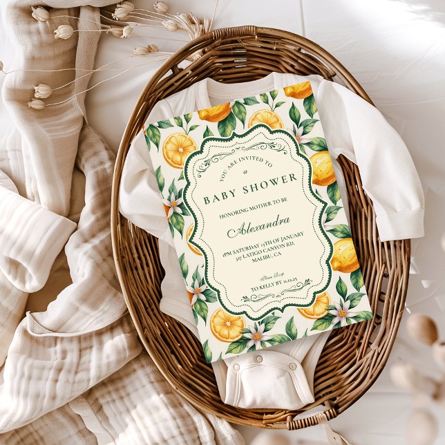 Invitation Baby Shower Verger de Citronniers (Créateur téléchargé)