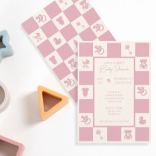 Invitation Baby shower vérifiée rose