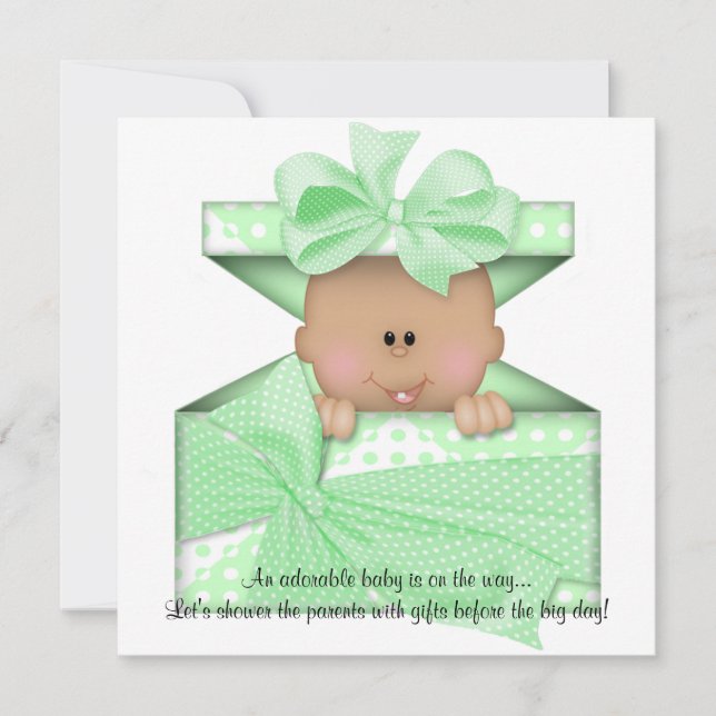 Invitation Baby shower vert Afro-Américain (Devant)