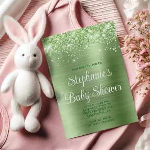Invitation Baby shower vert brillant