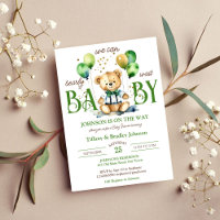 Baby shower vert brun brun à l'ours en peluche